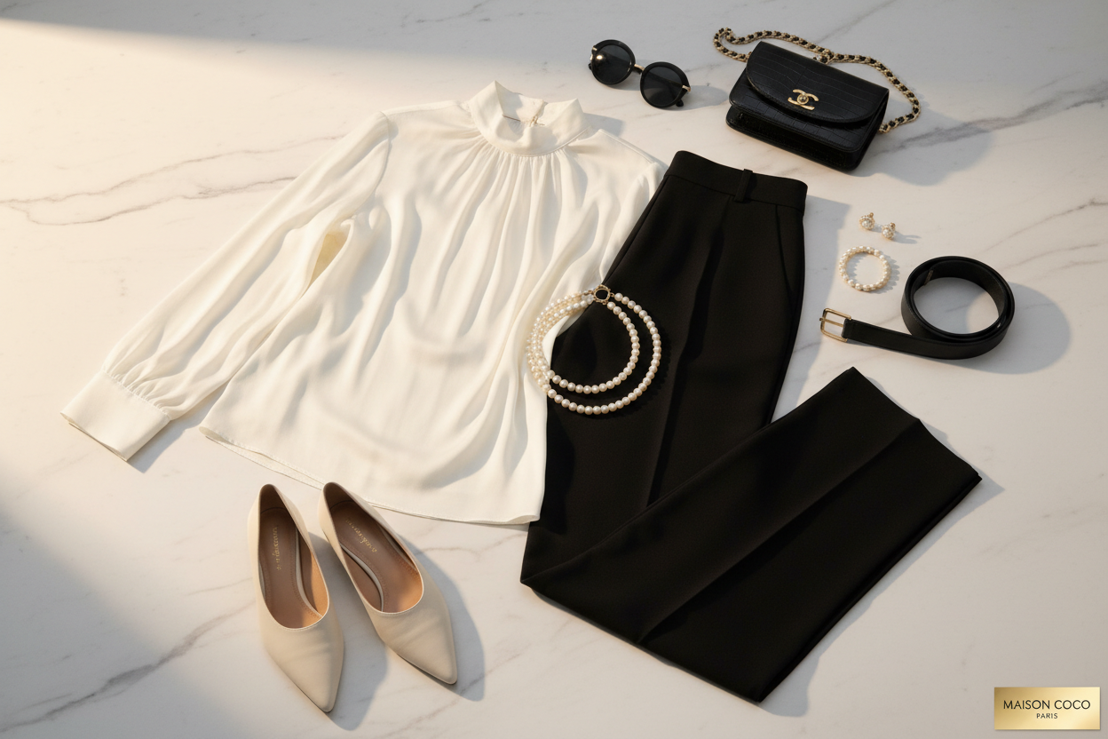 Élégance parisienne — flat lay mode